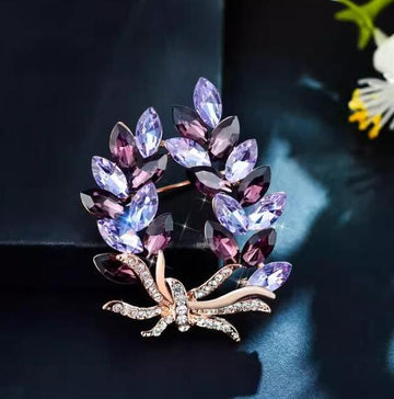XSB163 - Purple Gemstone Floral Saree Brooch